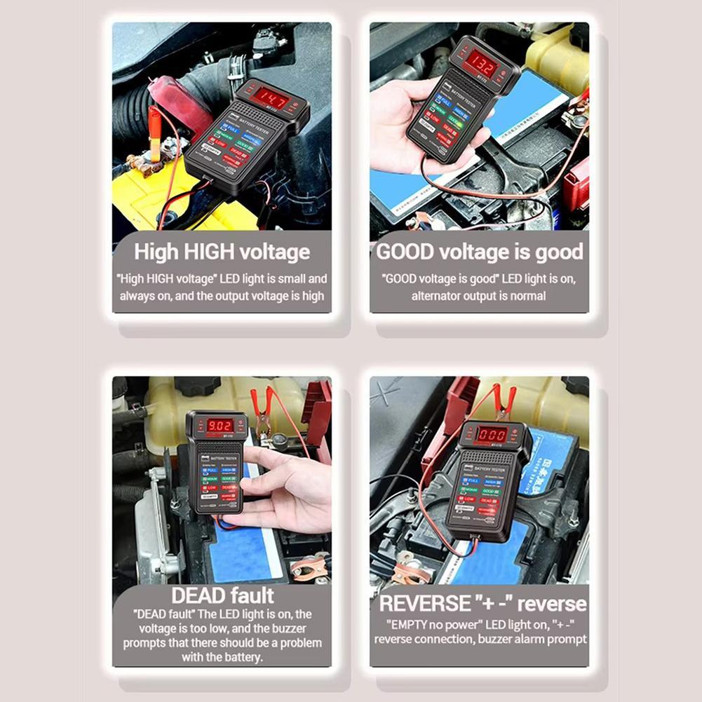 Car Battery Tester ANENG BT-172 12V Status Indicator Charge System Analyzer Voltage Meter Digital Display Alligator Clips Tool