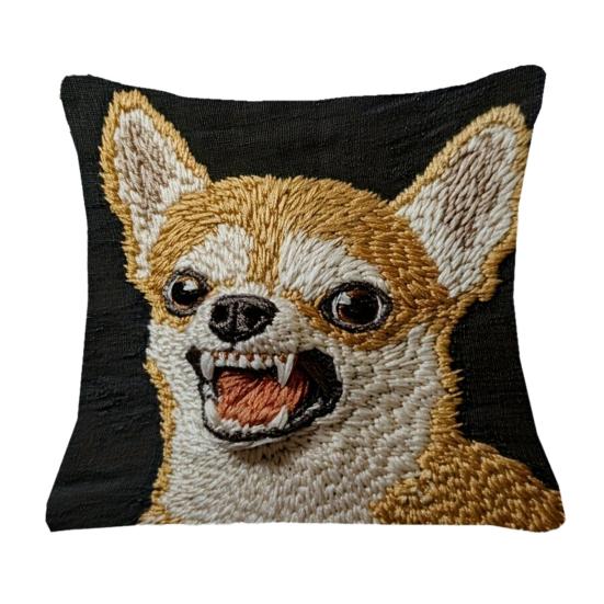 Cushion Cover Embroidered Animal Print Hidden Zipper Replaceable Design Sofa Pillowcase Home Living Room Bedroom Office Decor
