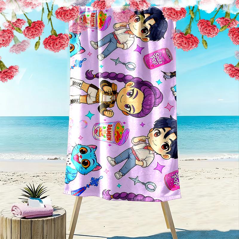Huntrix Girl Print Beach Towel, Large Soft Quick Dry Towel for Beach Camping Swimming