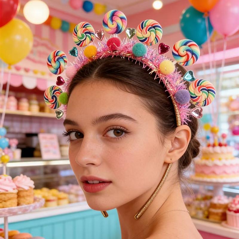 Cartoon Lollipop Hairband Sweet Candy Hair Band Girly Heart Princess Headband Birthday Party Holiday Costume Hair Accessories