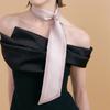 AVVINA PELLE Long Twilly Silk Scarf   Light Taupe