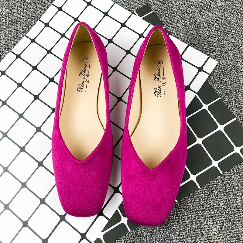 Fashion Flat Shoes for Women 2025 Spring Autumn Solid Square Toe Black Women's Shoes Large Size 43-44 Small Size 31-32 Ladies Shoes