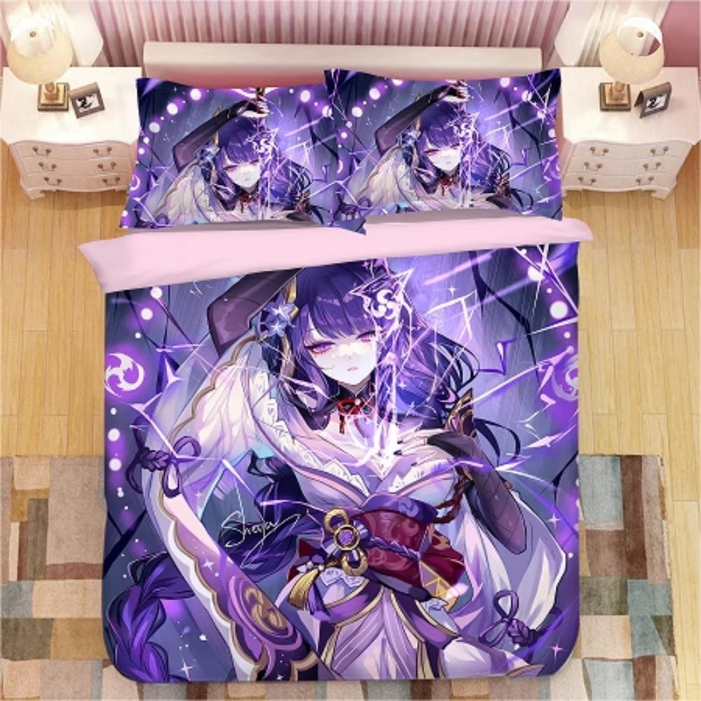 

Аниме-персонаж, Наборы постельного белья из микрофибры, Детское постельное белье на молнии, Декор комнаты, Пододеяльник для подростков, взрослых, Фиолетовый‘ 90x200cm