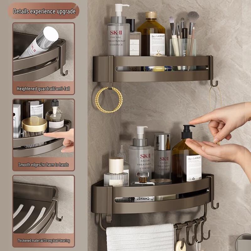 Miling Space Aluminum Triangular Corner Bathroom Shelf