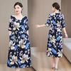 Übergröße Damen Langes Freizeitkleid Schmal geschnittenes Kleid Kurzarm Druckkleid Sommerkleid für Damen
