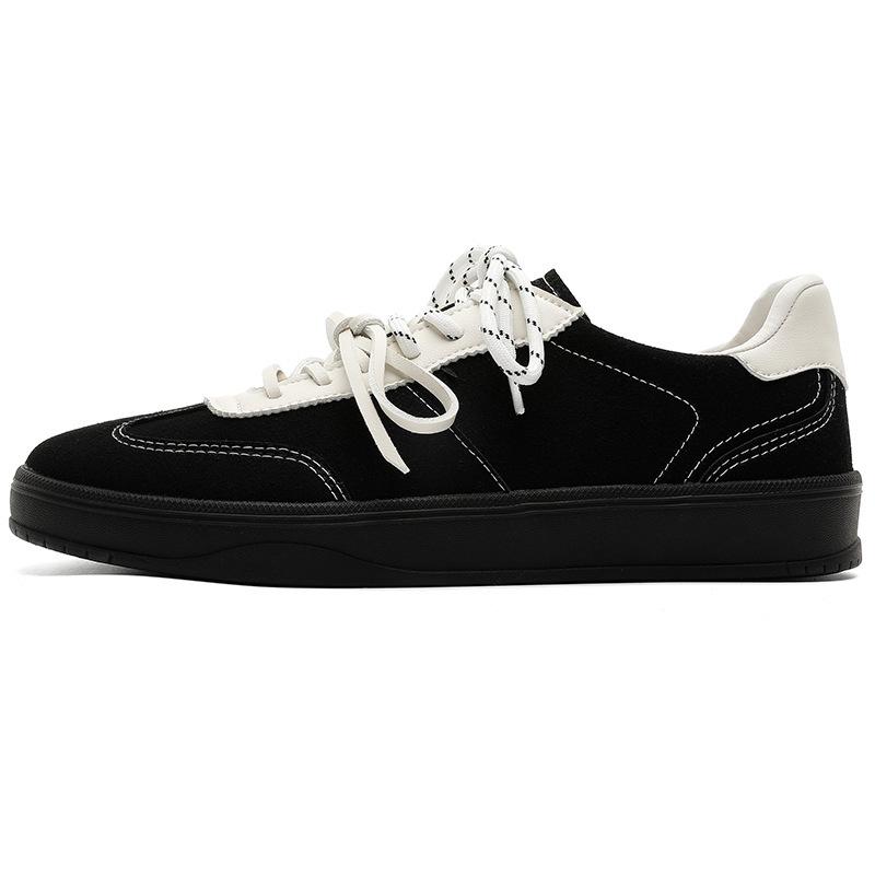 2025 Versatile Men's White Sporty Sneakers with Double Laces - Casual, Trendy, Flat, Skate & German Trainer