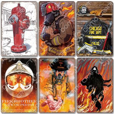 Vintage-Feuerwehrmann-Blechschild, Metallplatte, klassisches Feuerwehrmann-Film-Metallplakat, Wanddekoration für Garage, Club, Hotel, Zuhause