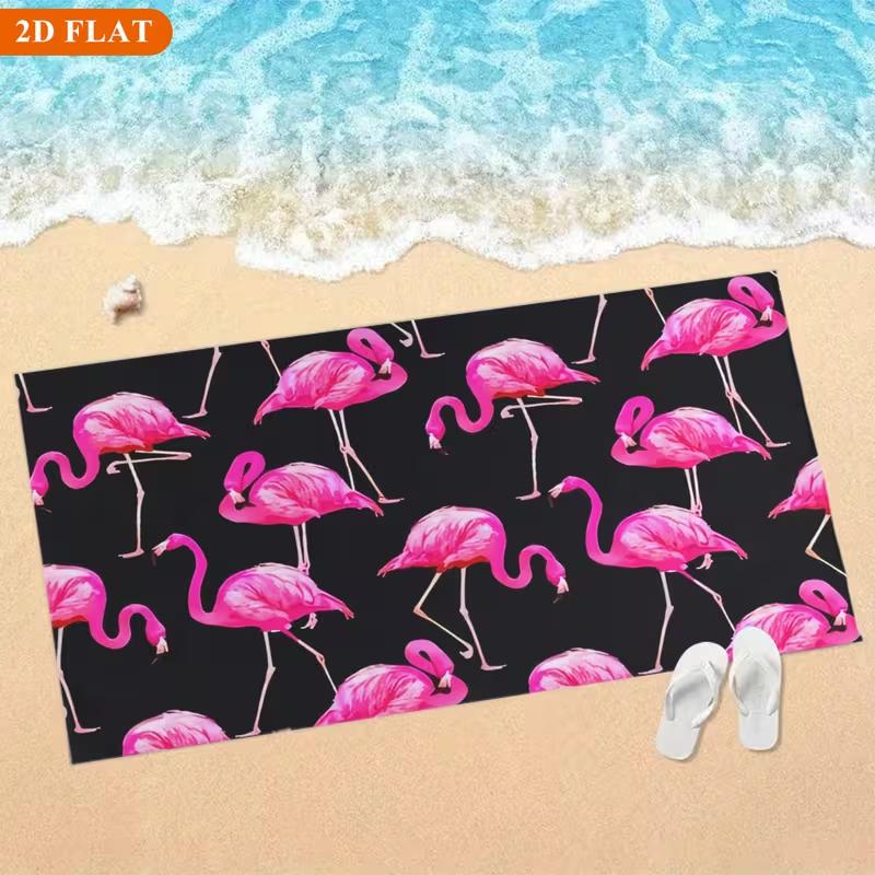 Allover Pink Flamingo Beach Towel Sand Free Quick Dry Towel Tropical Style for Summer Beach Pool Yoga Holiday
