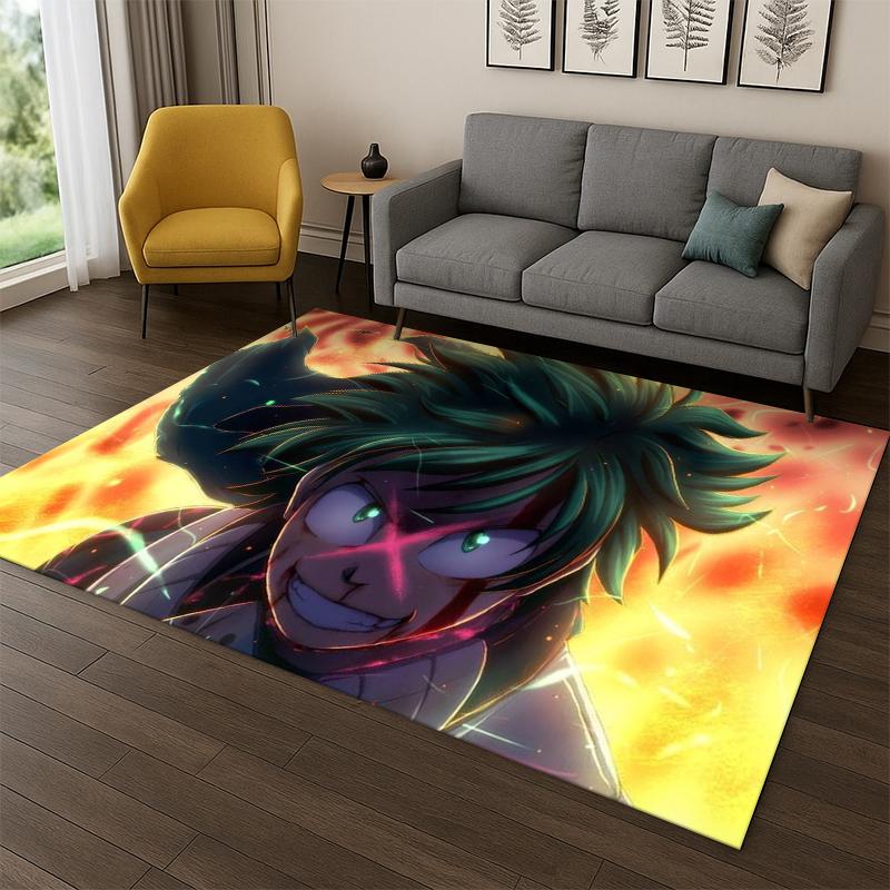 My Hero Academia Deku Bakugou Alfombra de Dibujos Animados Anime para Dormitorio Sala de Estar Sofá Felpudo Decoración del Hogar, Alfombra para Zona Infantil Antideslizante