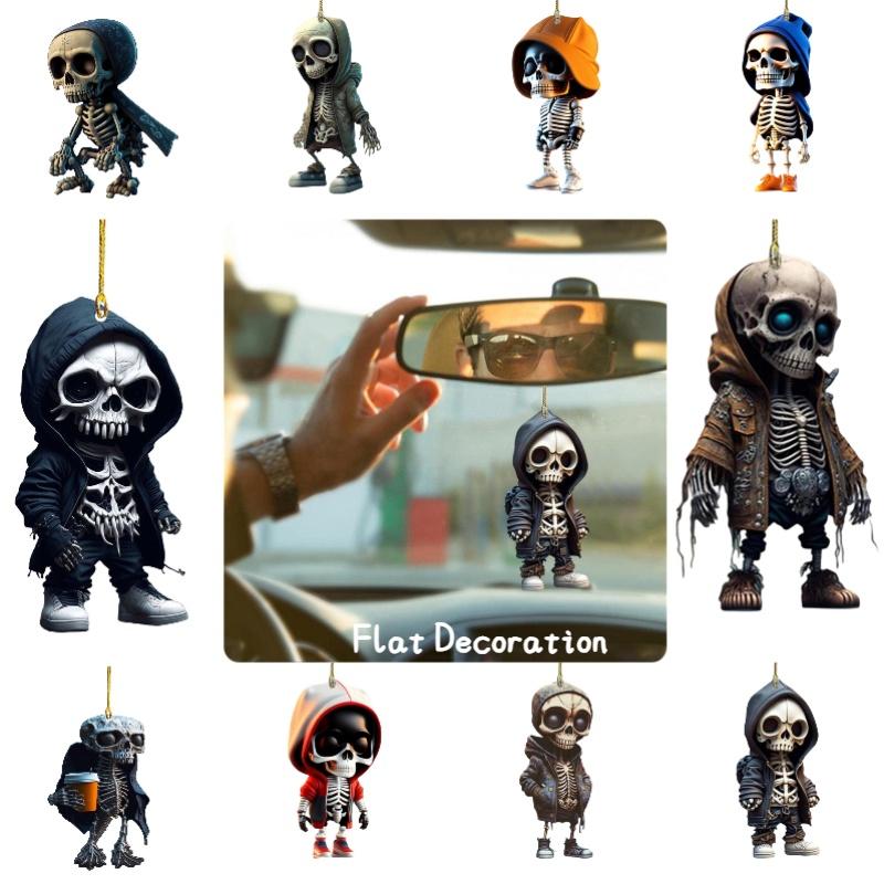Cartoon Skull Acrylic Car Hanging Decor Halloween Tree Decoration For Home Colors)