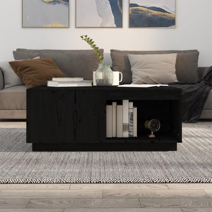 814523 vidaXL Table basse Noir 100x101x40,5 cm Bois massif de pin