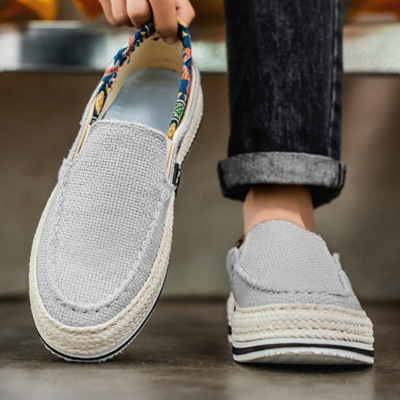 Fashion 2025 Autumn New Men's Woven Design Low Top Loafer Fashion Trend Versatile Mesh Breathable Comfortable Slip on Platform sneakers