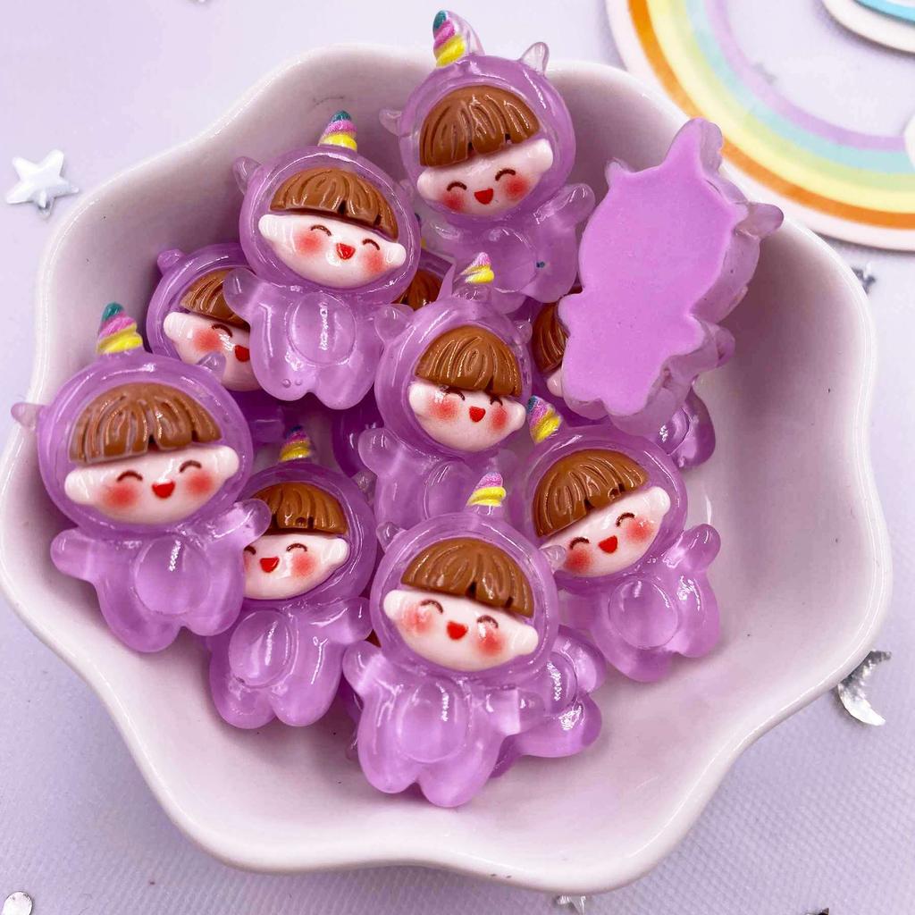 Colorful Resin Glitter Kawaii Giraffe Bear Puppy Girl Flatback Cartoon Animal Figurine Scrapbook 10pcs DIY Accessory Decor Craft