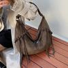 Womens Faux Suede Shoulder Bag Winter Retro Hobo Bag Luxury Designer Tassel New Trend Handbags Dumpling Bag Outdoor Work Handbag