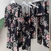 Sexy Rayon Silk 5PCS Pajamas Set Female Sleepwear Print Flower Bathrobe Nightgown Lady Relaxed Fit Casual Pijamas Suit Home Clothes