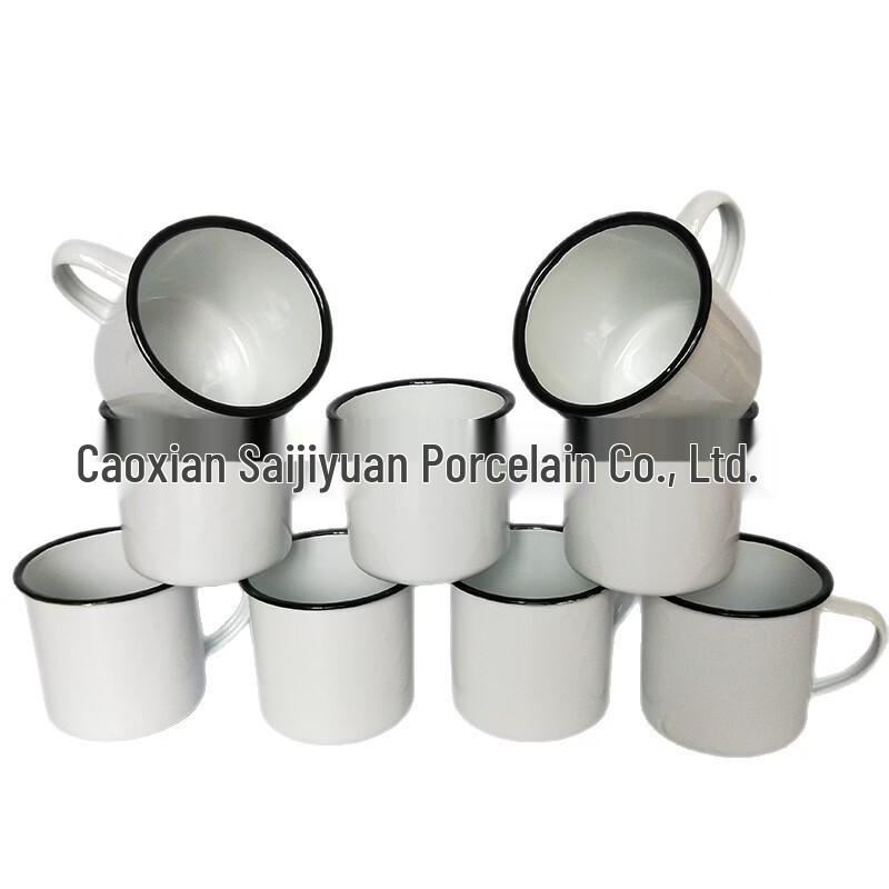 OLOEY Thickened White Enamel Mug