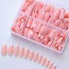 Almond Shape French Fake Nails Light Pink Full Cover Press On Nails White Edge Design Simple False Fingertips