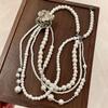 Vintage Silver Petal Crystal Multi-Layer Pearl Necklace - Trendy Clavicle Chain for Women