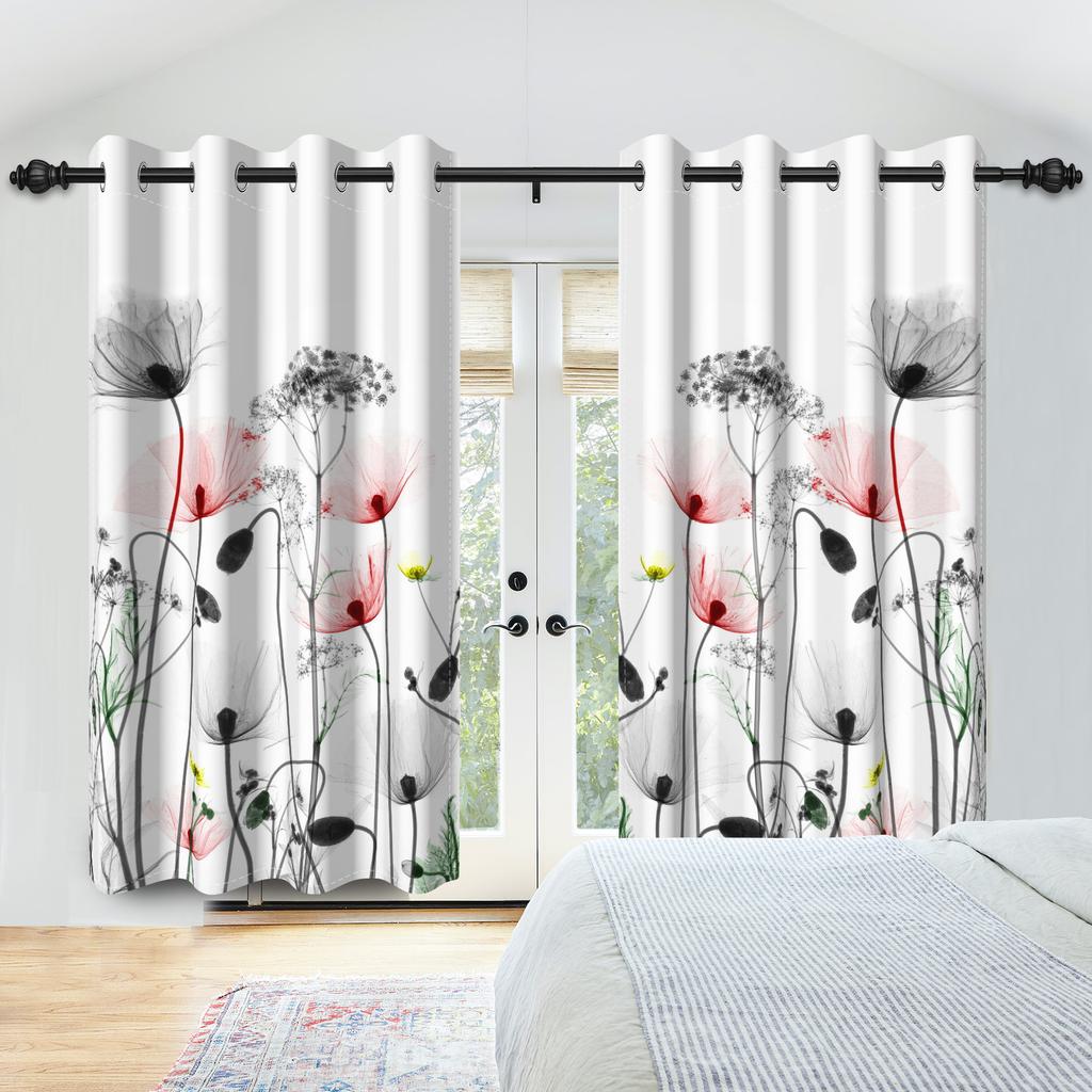 2ks Květinové okenní závěsy Akvarelový botanický potisk Polyesterové zatemňovací závěsy Kuchyň Obývací pokoj Pokoj pro dívky Dekor Závěs