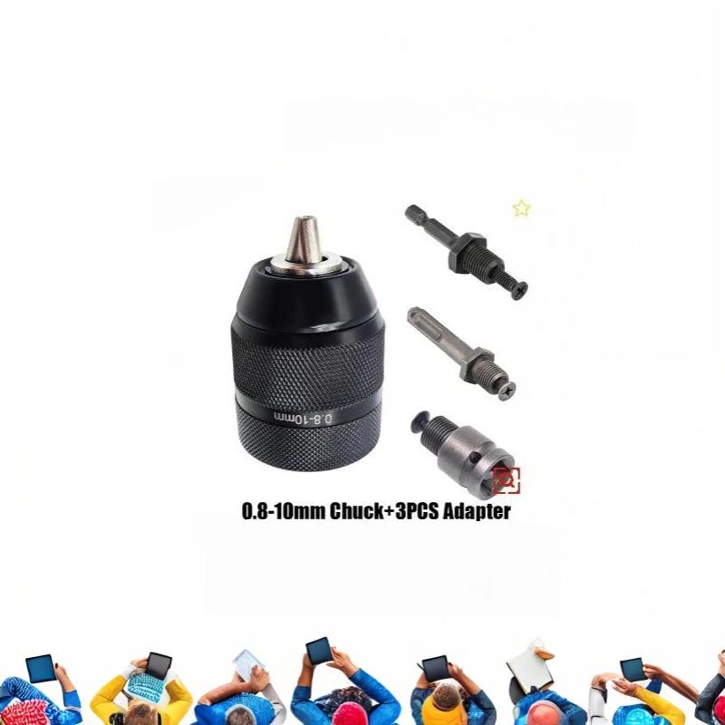 0.8-10Mm Keyless Drill Chuck Ratchet Self Lock Metal Drill Chuck With Accessories For Electric Power Drill Tool Replacement