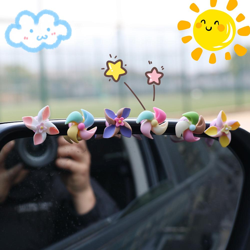 Rotatable Windmill Car Ornament Auto Center Console Display Screen Shaking Head Ornament Car Interior Decoration Accessories