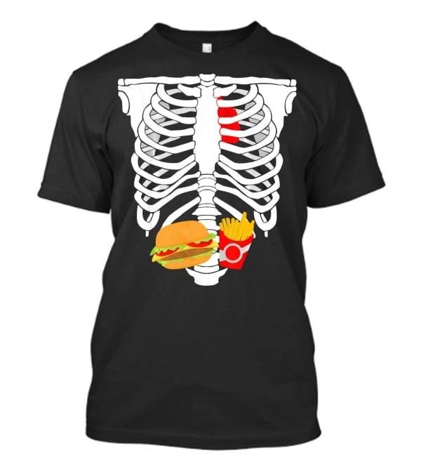 Skeleton Burger and Fries Funny Costume T-Shirt XS