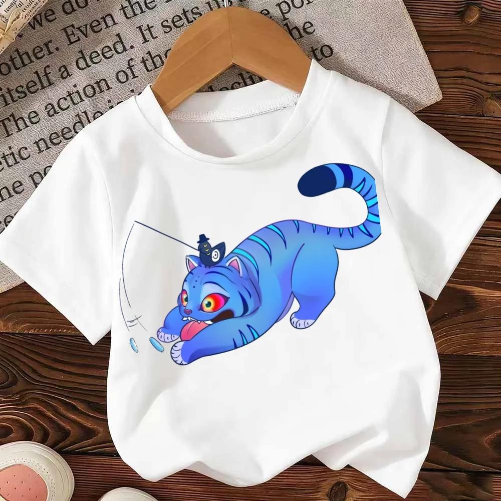 Koszulka z krótkim rękawem Łowcy Demonów Fioletowa Koszulka Anime Styl Harajuku Odzież Dziecięca dla Dziewcząt Chłopców Huntrix Tygrys Top