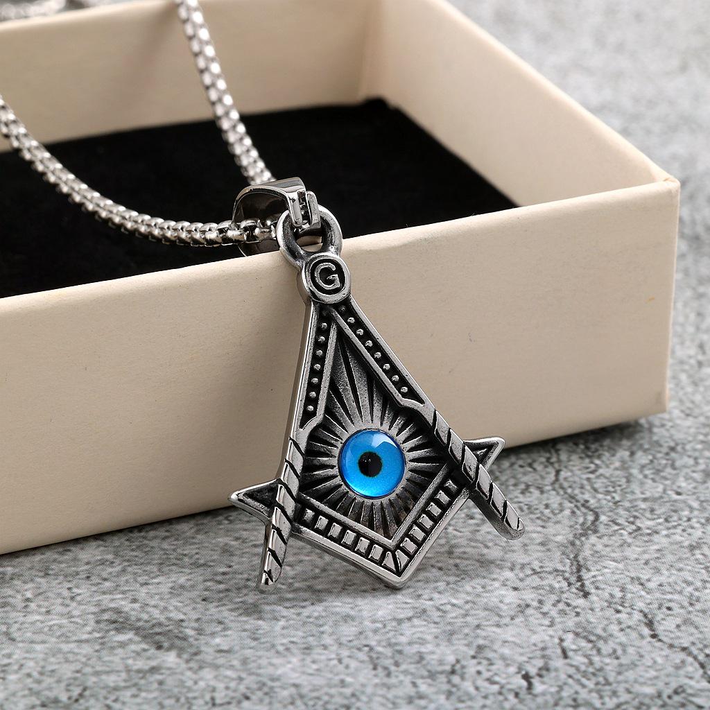 Retro Europäische Edelstahl-Edelstein-Einlage Unisex Anhänger Halskette