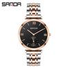 Sanda Trendy Diamond Roman Numeral Couple Watches - Steel Band, Waterproof Women's Wristwatch