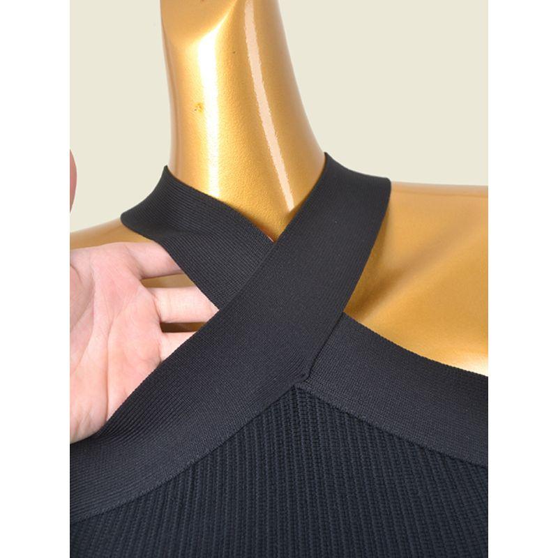 California Fashion Card Cross-Halterneck Bodycon Dress Fashion Wind Sexy Slim Thread Knitting Dress