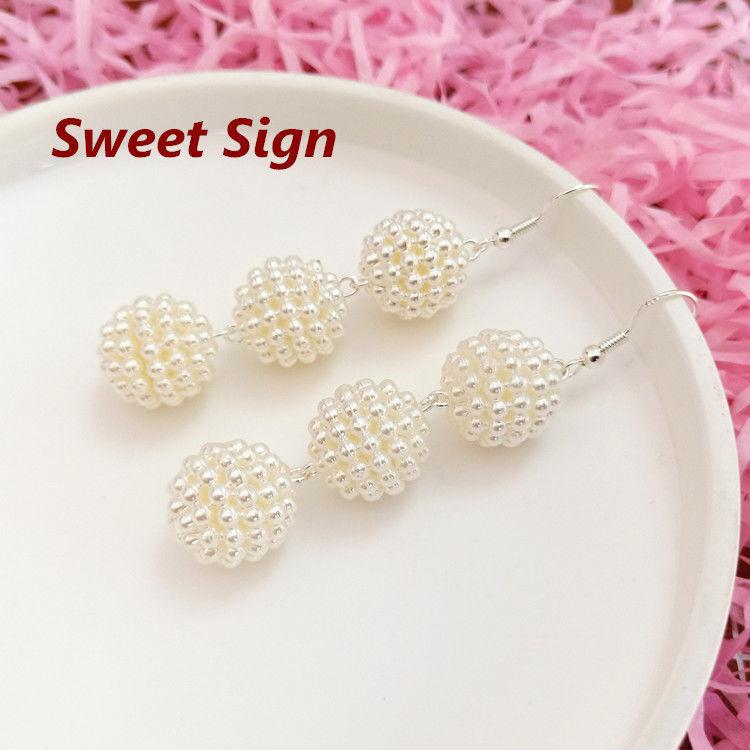 S925 Tremella Hook Gypsy Spherical Pearl Earrings Earrings Dongdaemun Popular Flower Earrings Women s Versatile