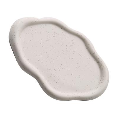 Jewelry Plate Ceramic Glossy Appearance Simple Modern Stylish Storage Tray for Home Gift White Oval