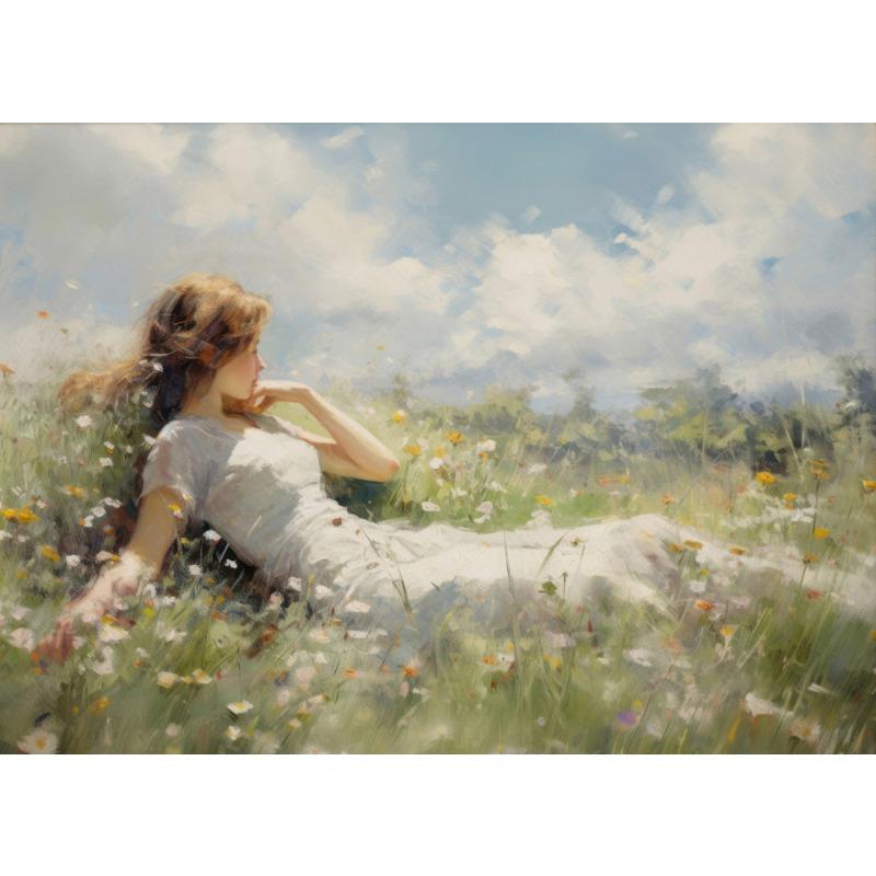 Jarní a Velikonoční Plakát Jarní Louka s Polními Květinami Zaječí Rodina Město Velikonoční Zajíček Plátno Malba Nástěnné Umění Obrázek Domácí Dekorace