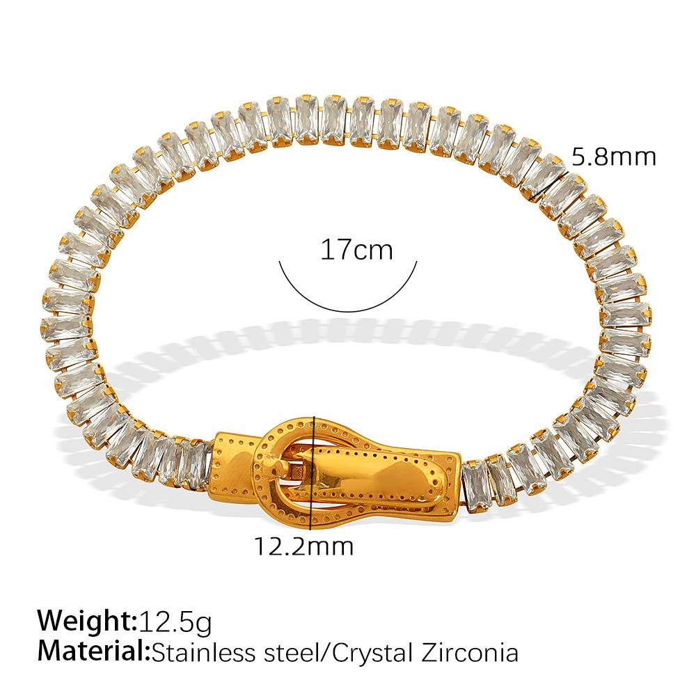 Waterproof Ins Light Luxury Buckle Colorful CZ Magnetic Clasp 18K Gold Plated Tennis Bracelets With EU Reach US CPSIA Standard