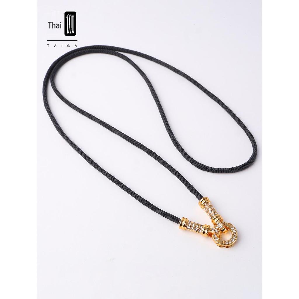 Unisex Thailand Amulet Chain: Diamond Quick-Release Buckle Cord with Thangka Pendant