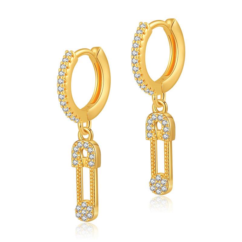 K Gold Plated Colored Zircon Paperclip Pendant Fashion Earrings For Women