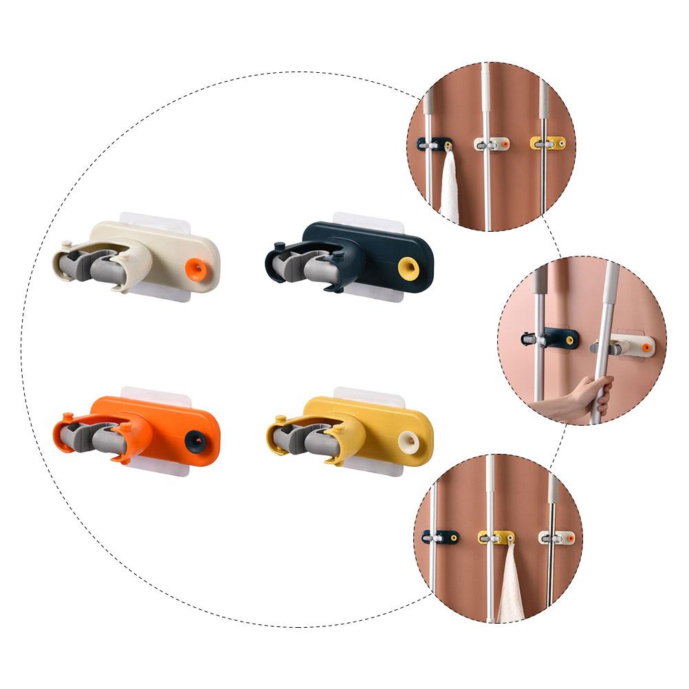 4Pcs Mop Storage Buckles No Drilling Wall Holder Strong Adhesive Broom Organizer Space Saving Self-Adhesive Mop Holder