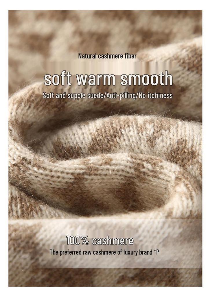 100% Cashmere Plaid Knit Neck Gaiter & Scarf - Soft & Warm