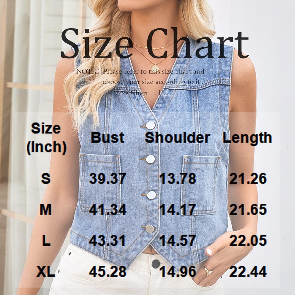 Women'S Casual Short Vest Slim Fit Cardigan Waistcoat Vest Fashionable And Comfortable Washed Denim V-Neck Vest