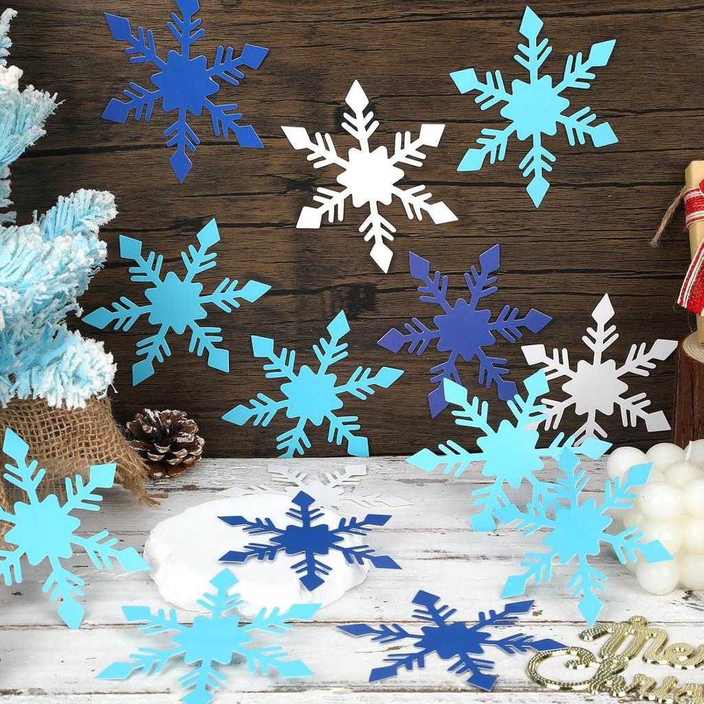 1 Set Paper Snowflake Cutouts 4" Double-Sided Snowflakes Paper for Classroom Bulletin Board Holiday Decors Winter Themed Party