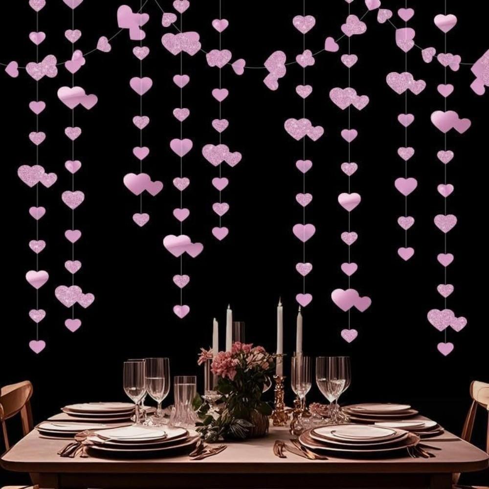 Partyzubehör 4m Hängendes Liebes-Girlande Romantische Papier-Herzform-Kette Einfach zu installieren Glitzernde Hochzeitsgirlande Muttertag