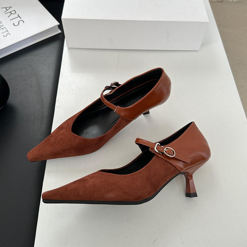 Fashion SUOJIALUN 2025 Spring New Brand Women Mary Jane Shoes Fashion Pointed Toe Ladies Elegant Pumps Shoes Thin High Heel Single Shoes