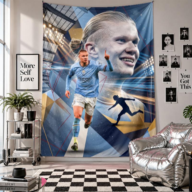 Erling Haaland Nástěnná tapiserie Domácí dekorace Závěsná látka na stěnu pro ložnici Obývací pokoj Pozadí