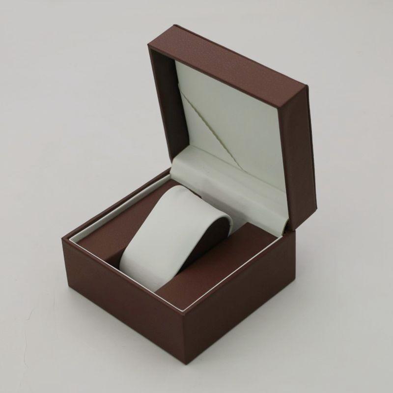Rounded Corner PU Leather Single Watch Storage Box with Threaded Flip Cover