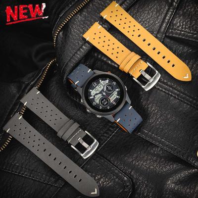 NEW 20/22mm Breathable Leather Strap for Samsung Galaxy Watch 7/6/5/4 40/44mm Gear Band Vintage Bracelet for Redmi Watch5 Correa