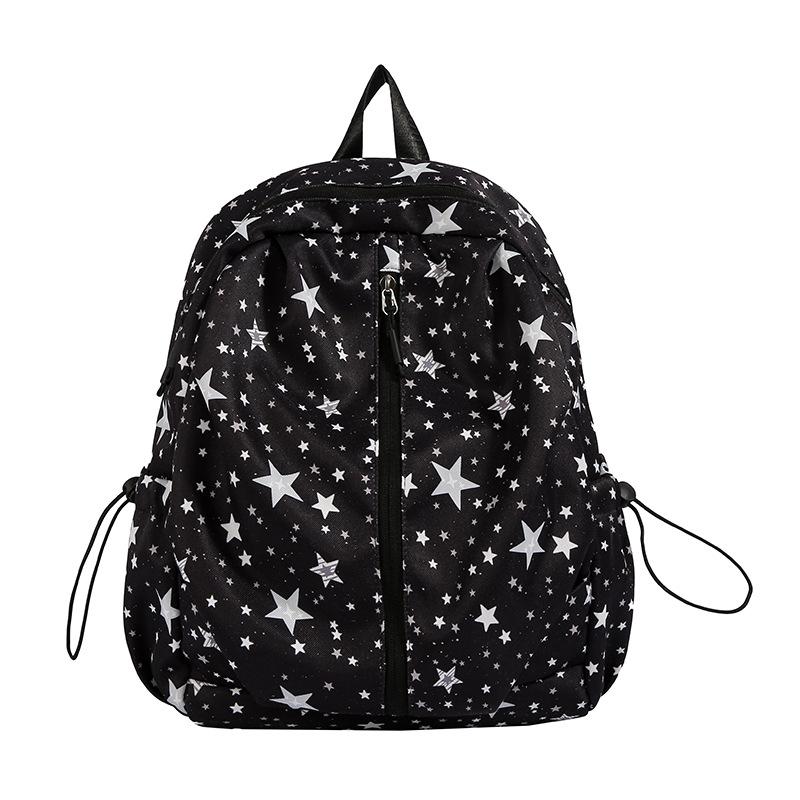 Schoolbag Korean Star Printed Backpack Women's Lightweight Simple Student School Bag Casual Versatile Girl Heart Travel Small Backpack