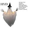 Haunted House Props Halloween Hanging Ghost with Witch Hat, Light Up Spooky Lighted Yard Outdoor Decor for Porch Tree, Scene Ornament Eerie Glow