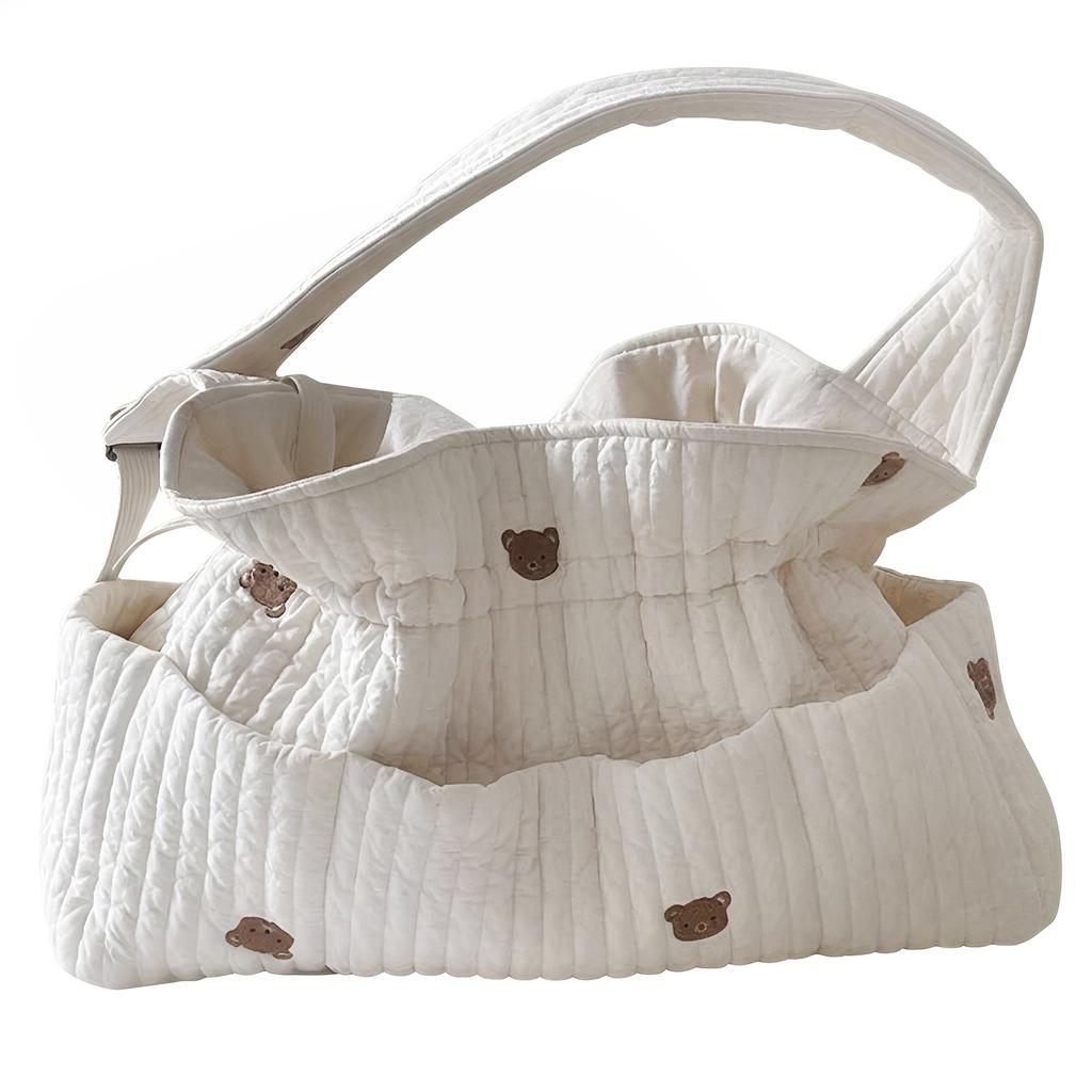 Cotton Diaper Storage Bag Large Capacity Nappy Diaper Storage Bag With Adjustable Strap for Diapers Wipes Baby Essential
