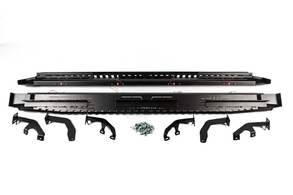 Боковые пороги Dakar V1 с LED (2 шт, металл) для Toyota Hilux 2015- гг