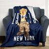 New York Classic Academy Flannel Blanket Super Soft Warm Cozy Blanket for Sofa Bed Office Travel All‑Season Home Decor Gift